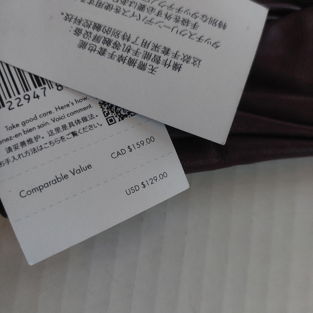 New With Tags Burgundy KATE SPADE Leather GLOVES - Picture 4 of 5